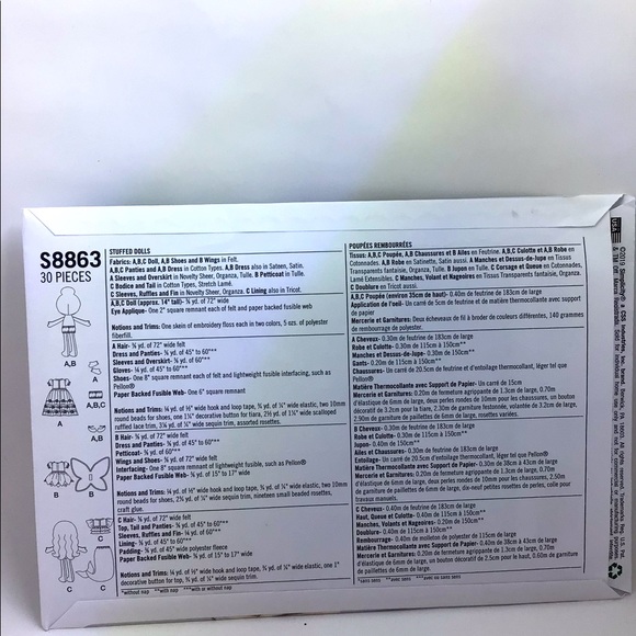 SIMPLICITY PATTERN 8863 - Stuffed Dolls - Picture 3 of 7